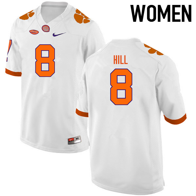 Women Clemson Tigers #8 Tye Hill College Football Jerseys-White - Click Image to Close